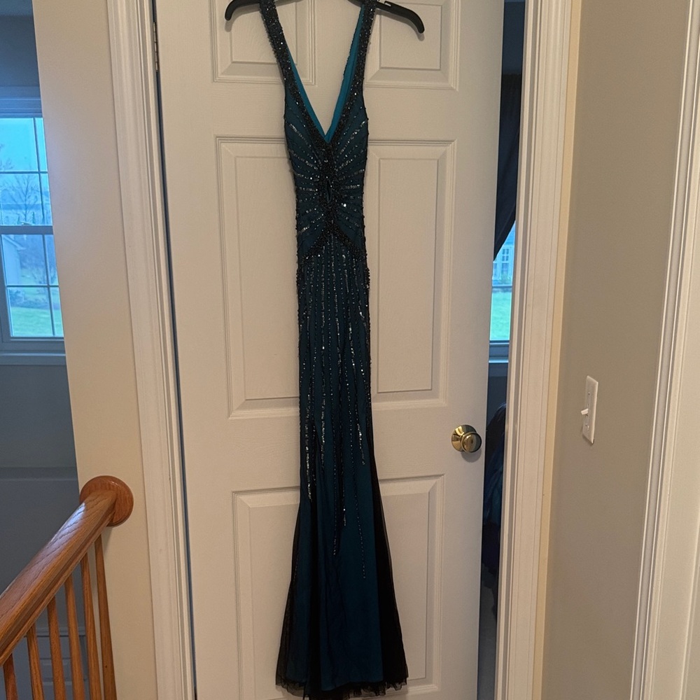 Teal Beaded Maxi Dress